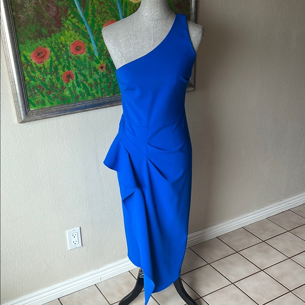 Elegant Blue One-Shoulder Dress
